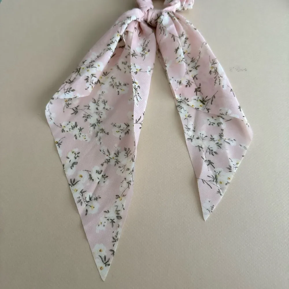 Floral Pink Hair Scrunchie K80